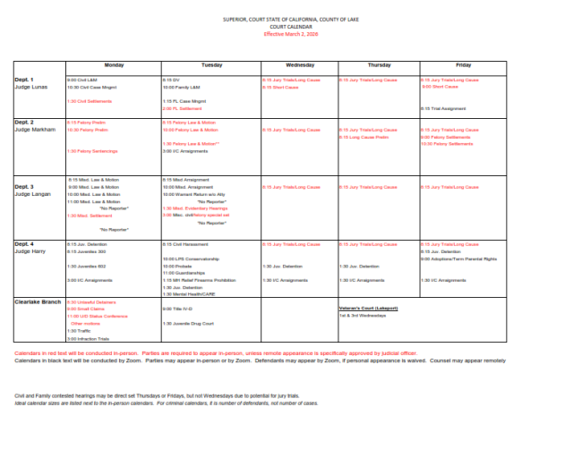 Courtroom Calendar Time Slot and Appearance Type